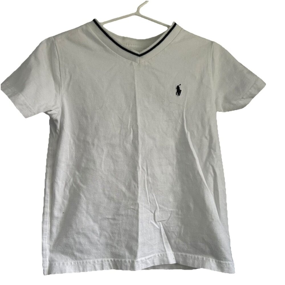 polo ralph lauren shirt White Blue Trim Nautical Preppy Old Money Tennis prep